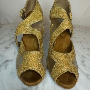 Gold Ballroom Shoes/ TTdancewear/ New